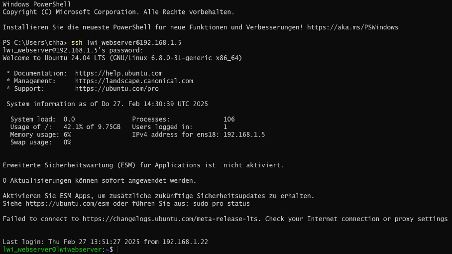 SSH-Anmelung über Powershell in Windows